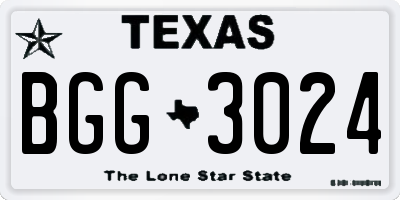 TX license plate BGG3024