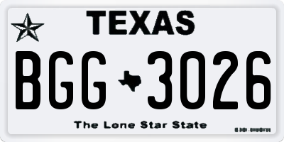 TX license plate BGG3026