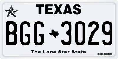 TX license plate BGG3029