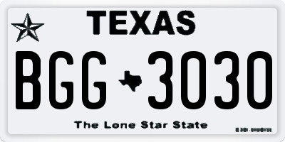 TX license plate BGG3030