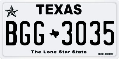 TX license plate BGG3035
