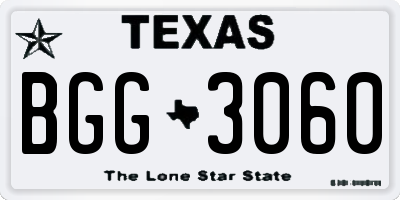 TX license plate BGG3060