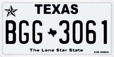 TX license plate BGG3061