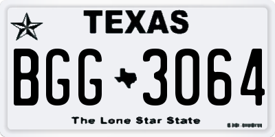 TX license plate BGG3064