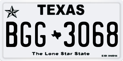 TX license plate BGG3068