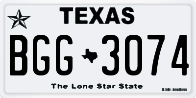 TX license plate BGG3074