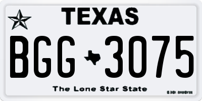 TX license plate BGG3075