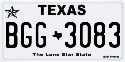 TX license plate BGG3083