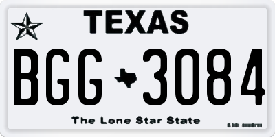 TX license plate BGG3084