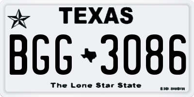 TX license plate BGG3086