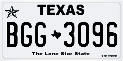 TX license plate BGG3096