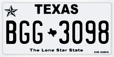 TX license plate BGG3098