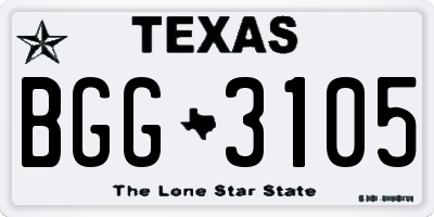 TX license plate BGG3105