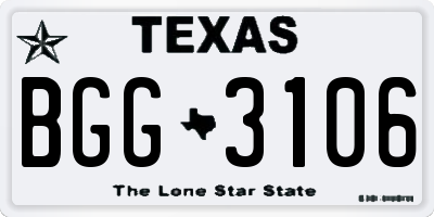 TX license plate BGG3106