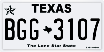 TX license plate BGG3107