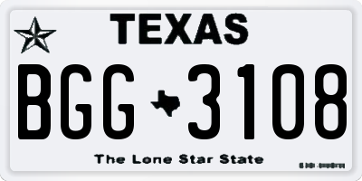 TX license plate BGG3108