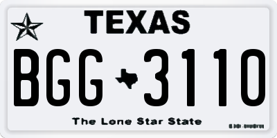 TX license plate BGG3110