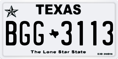 TX license plate BGG3113