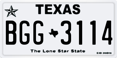 TX license plate BGG3114