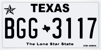 TX license plate BGG3117