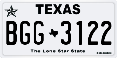 TX license plate BGG3122