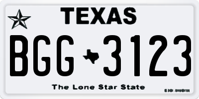 TX license plate BGG3123