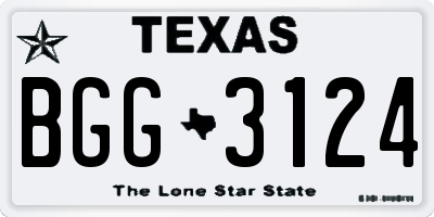 TX license plate BGG3124