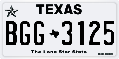 TX license plate BGG3125