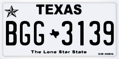 TX license plate BGG3139