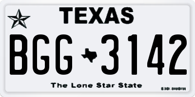 TX license plate BGG3142