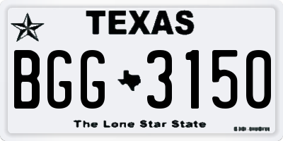 TX license plate BGG3150