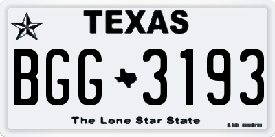 TX license plate BGG3193