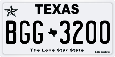 TX license plate BGG3200