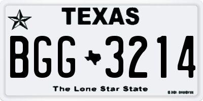 TX license plate BGG3214