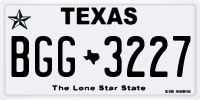 TX license plate BGG3227