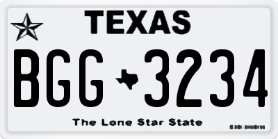 TX license plate BGG3234