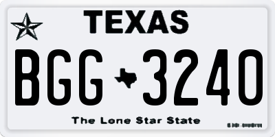 TX license plate BGG3240
