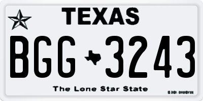 TX license plate BGG3243