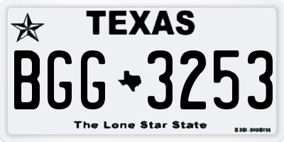 TX license plate BGG3253