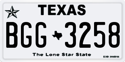 TX license plate BGG3258