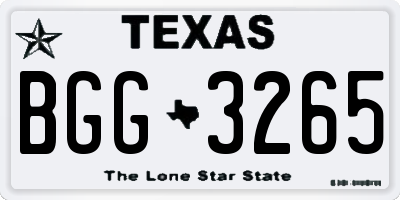 TX license plate BGG3265