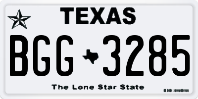 TX license plate BGG3285