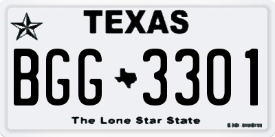 TX license plate BGG3301
