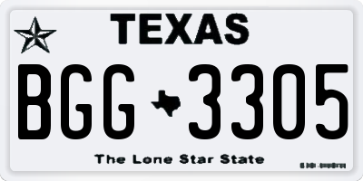 TX license plate BGG3305