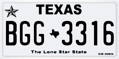 TX license plate BGG3316