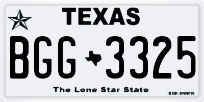 TX license plate BGG3325