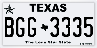 TX license plate BGG3335