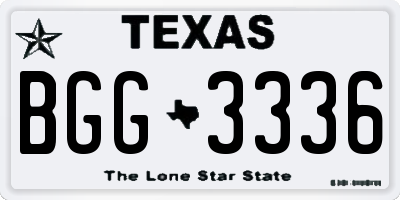 TX license plate BGG3336