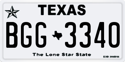TX license plate BGG3340