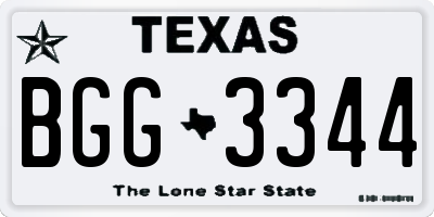 TX license plate BGG3344